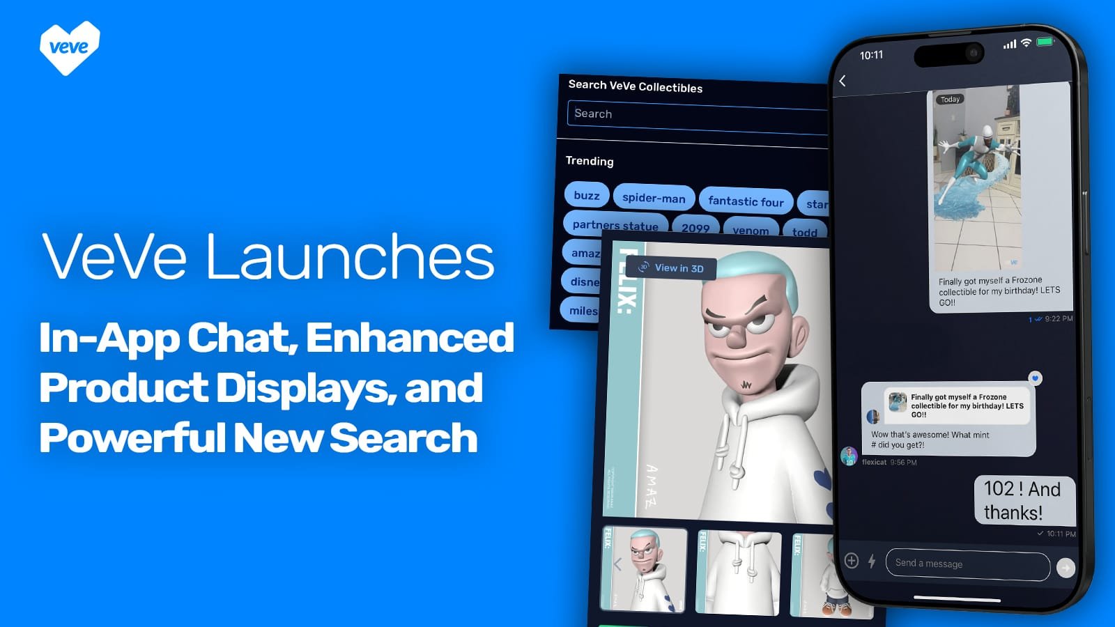 VeVe lance un chat intégré à l&rsquo;application, des affichages de produits améliorés et une nouvelle recherche puissante