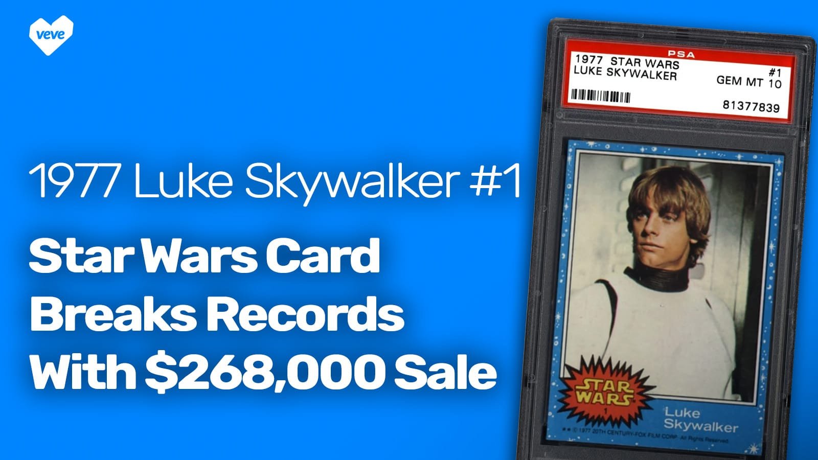 Carte Star Wars Topps Skywalker bat des records avec une vente à 268 400 $